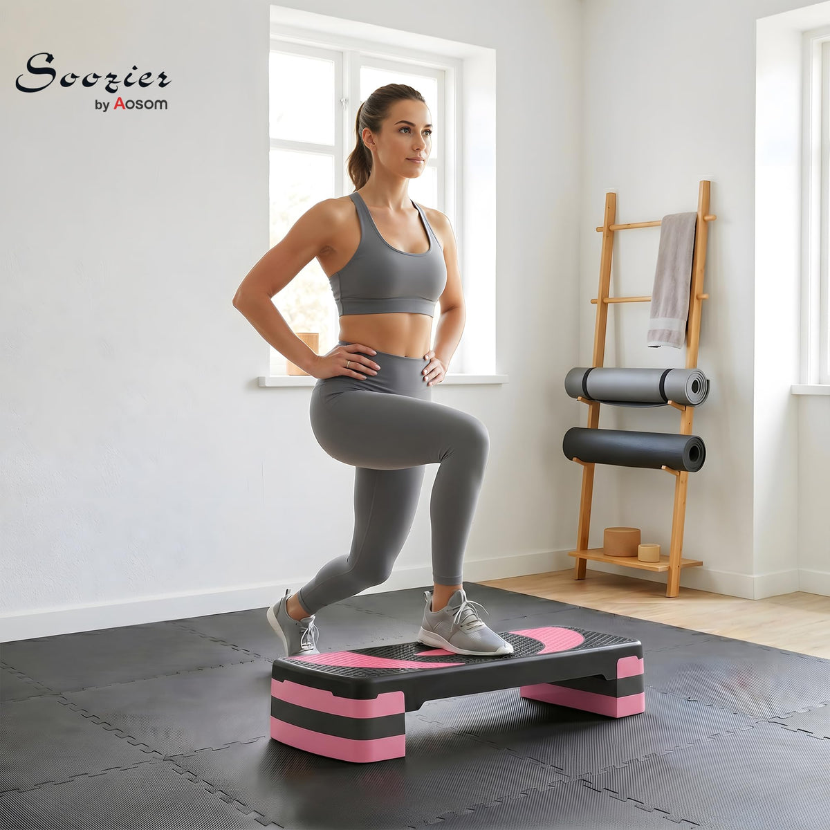 Adjustable Aerobic Stepper 4"-6"-8" Pink D354