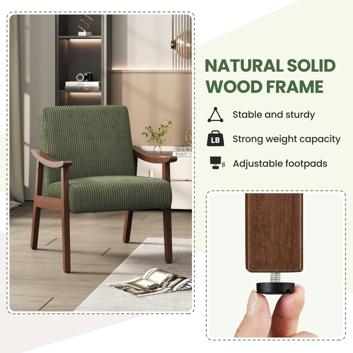 Dark Green Corduroy Accent Chairs Set of 2 T795283