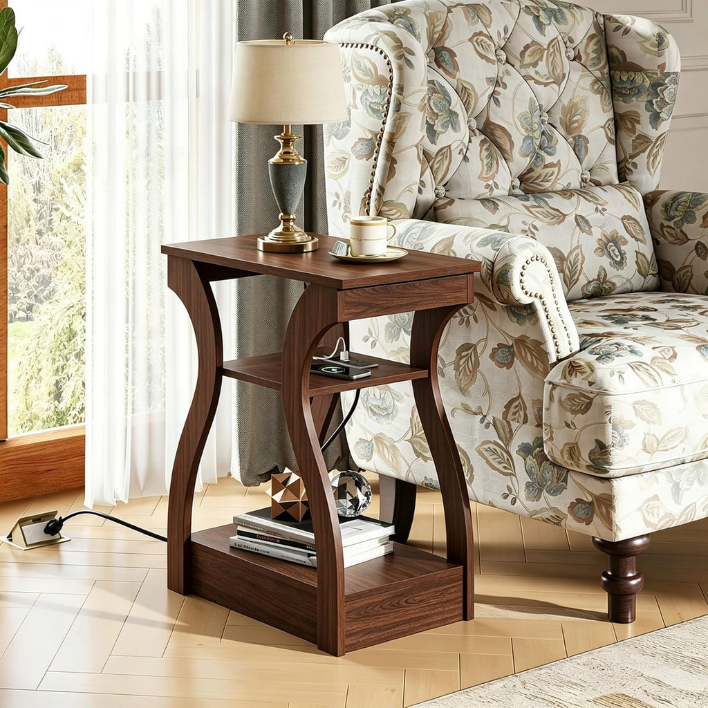 Brown End Tables Set of 2 with Charging Station A320709
