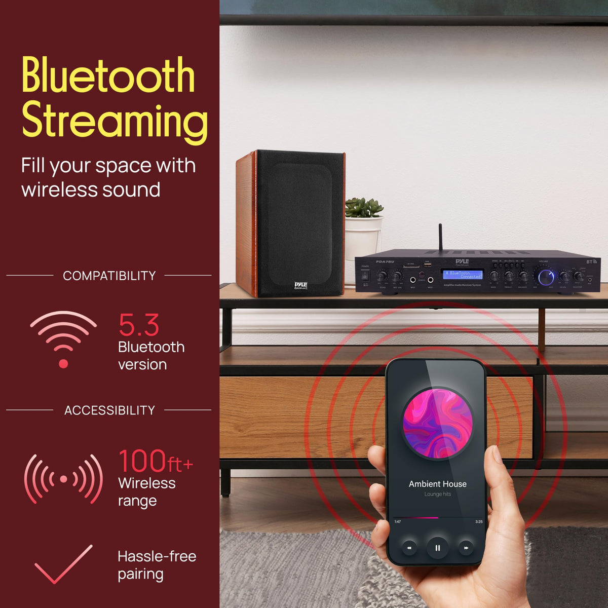 5 Channel Rack Mount Bluetooth Amplifier Receiver O696
