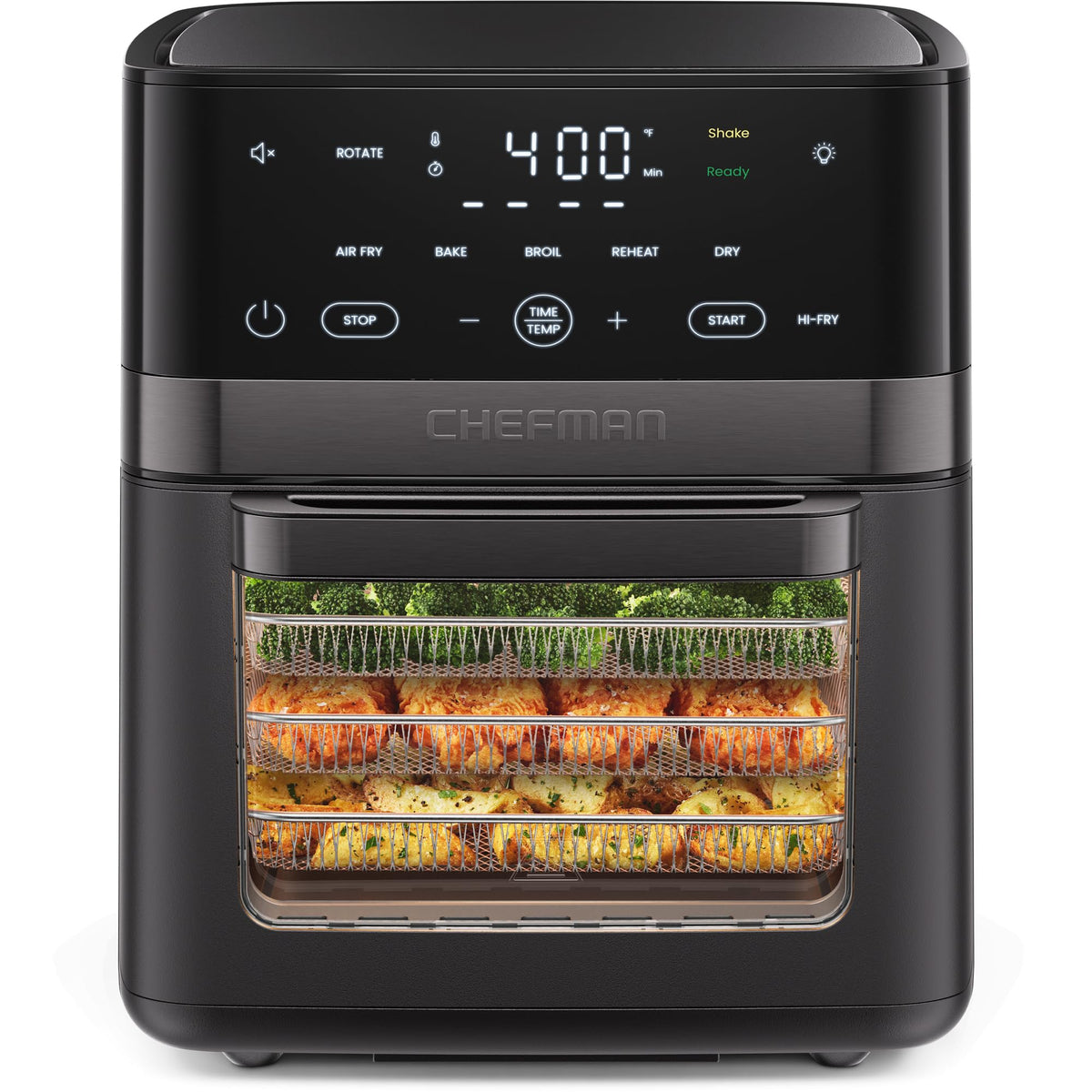 XL 14-Quart Multifunctional Air Fryer with Touchscreen Controls, Rotisserie, Food Dehydrator, Convection Oven – Black F296874