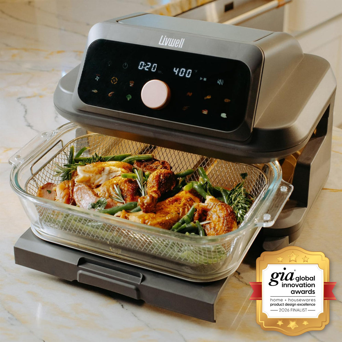 6-Quart Glass Air Fryer with Touch Screen & Drawer A931055