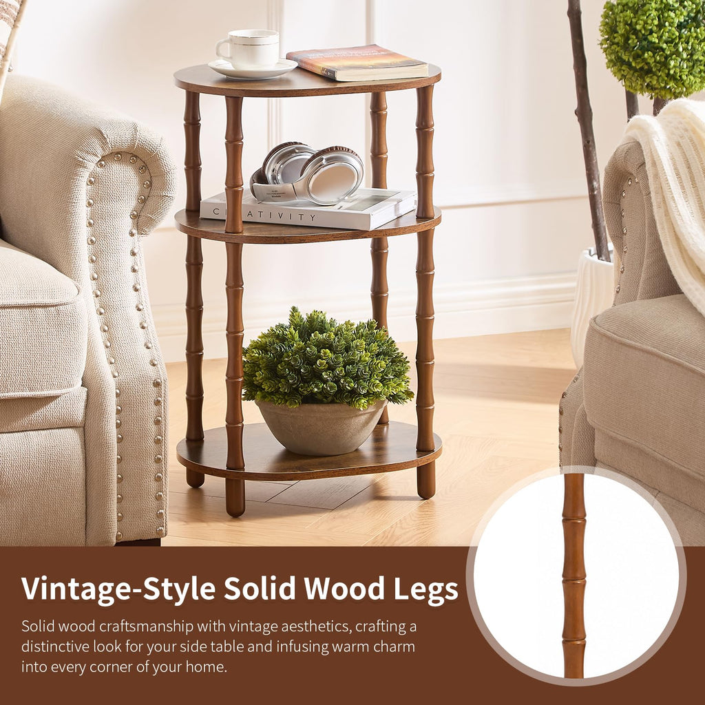 Brown 3-Tier Oval Side Table J586