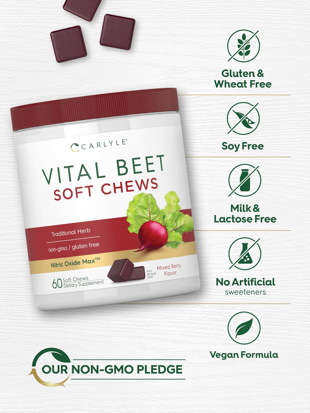 Beet Root Soft Chews 60 Count Mixed Berry Flavor B579