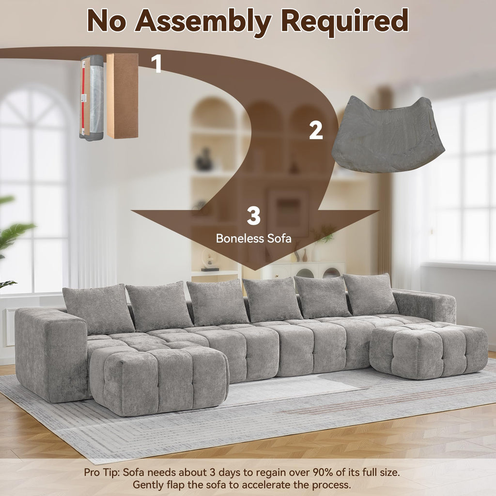 Light Grey Oversized Tufted Memory Foam Loveseat Q3289