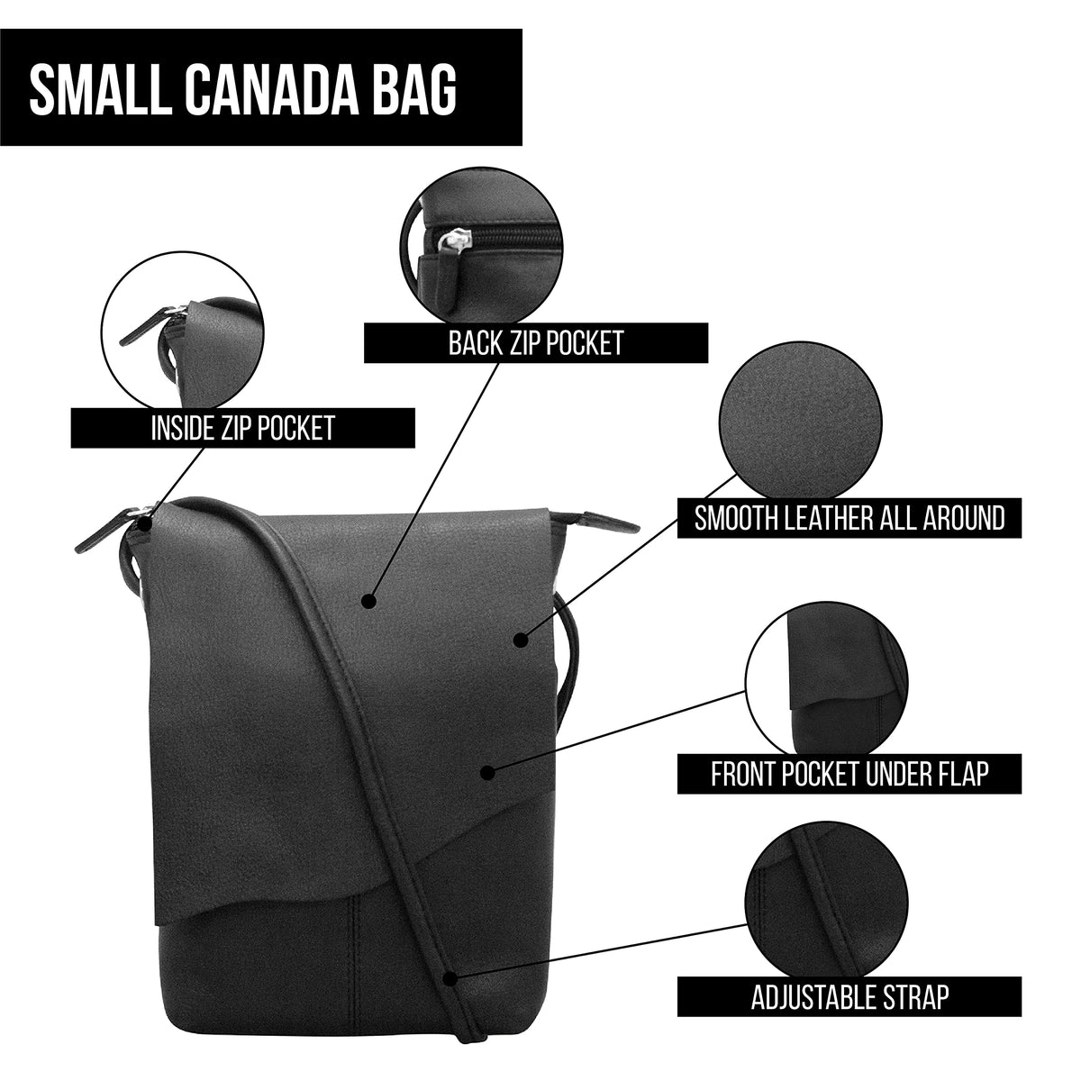 Leather Mini Crossbody Bag with RFID Blocking K828