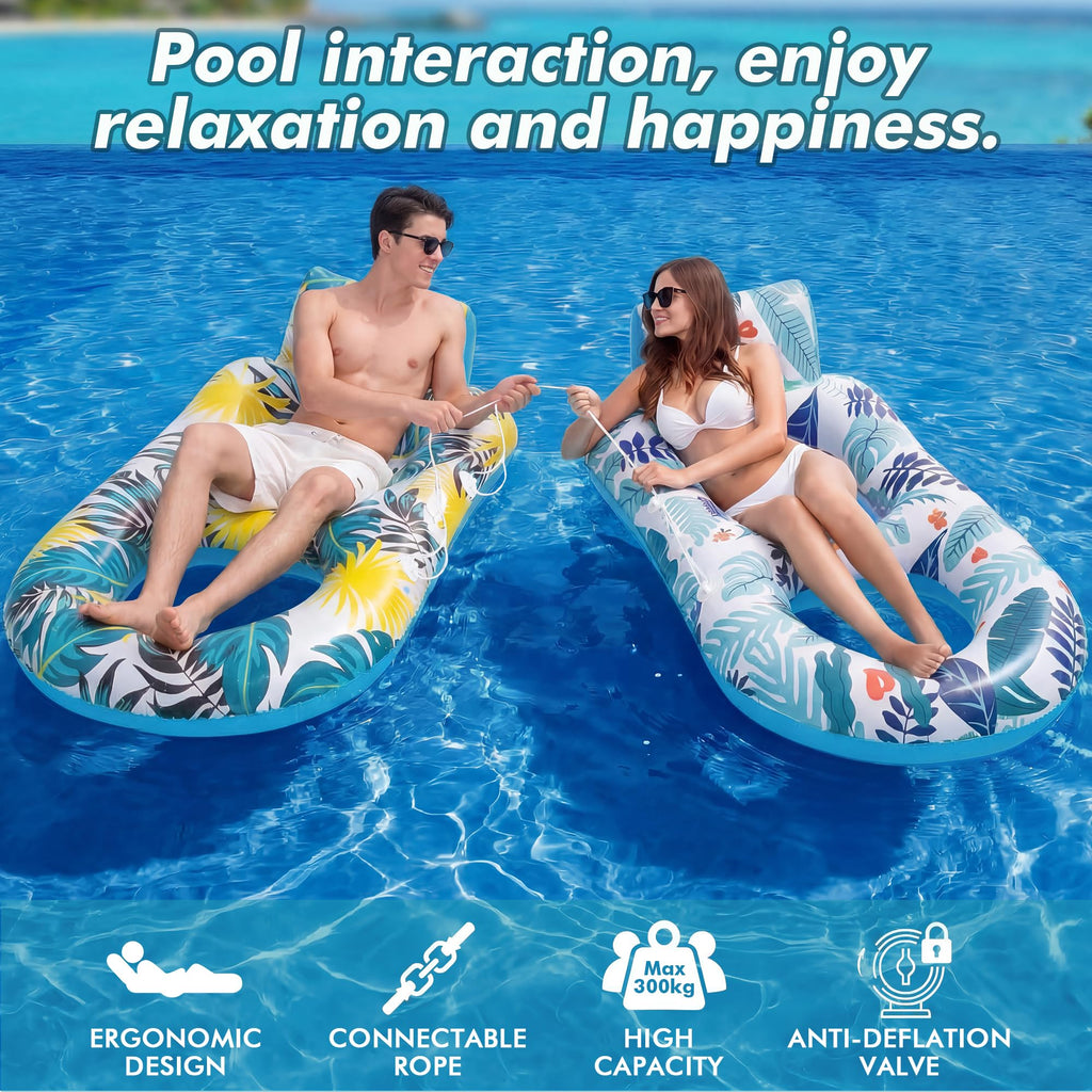 2 Pack Adult Pool Float Lounger with Cup Holders Z1625