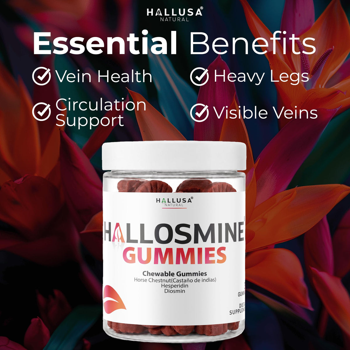 60 Chews 400mg Diosmin Hesperidin & Horse Chestnut Gummies U7221