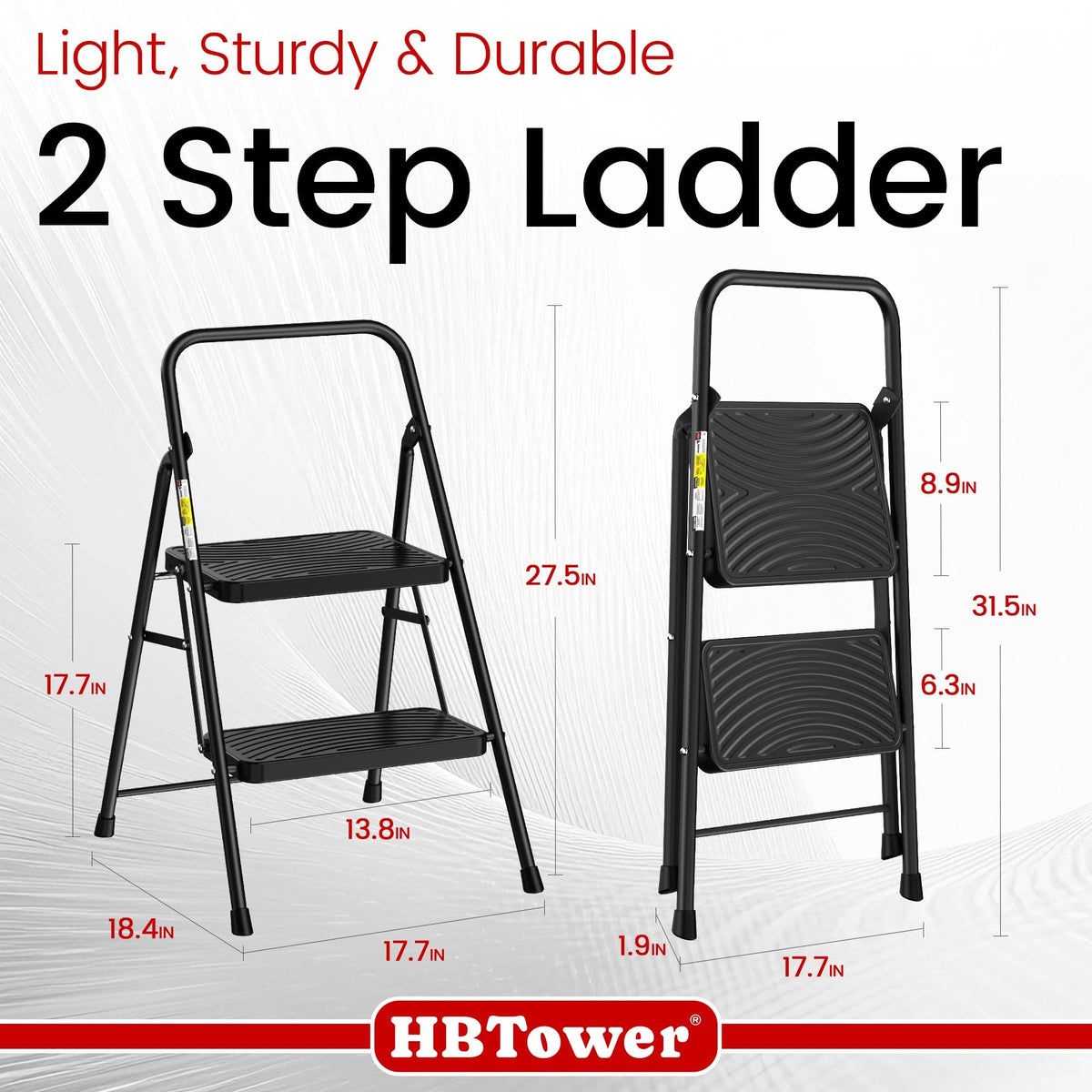 2 Step Ladder with Anti-Slip Pedal E8908