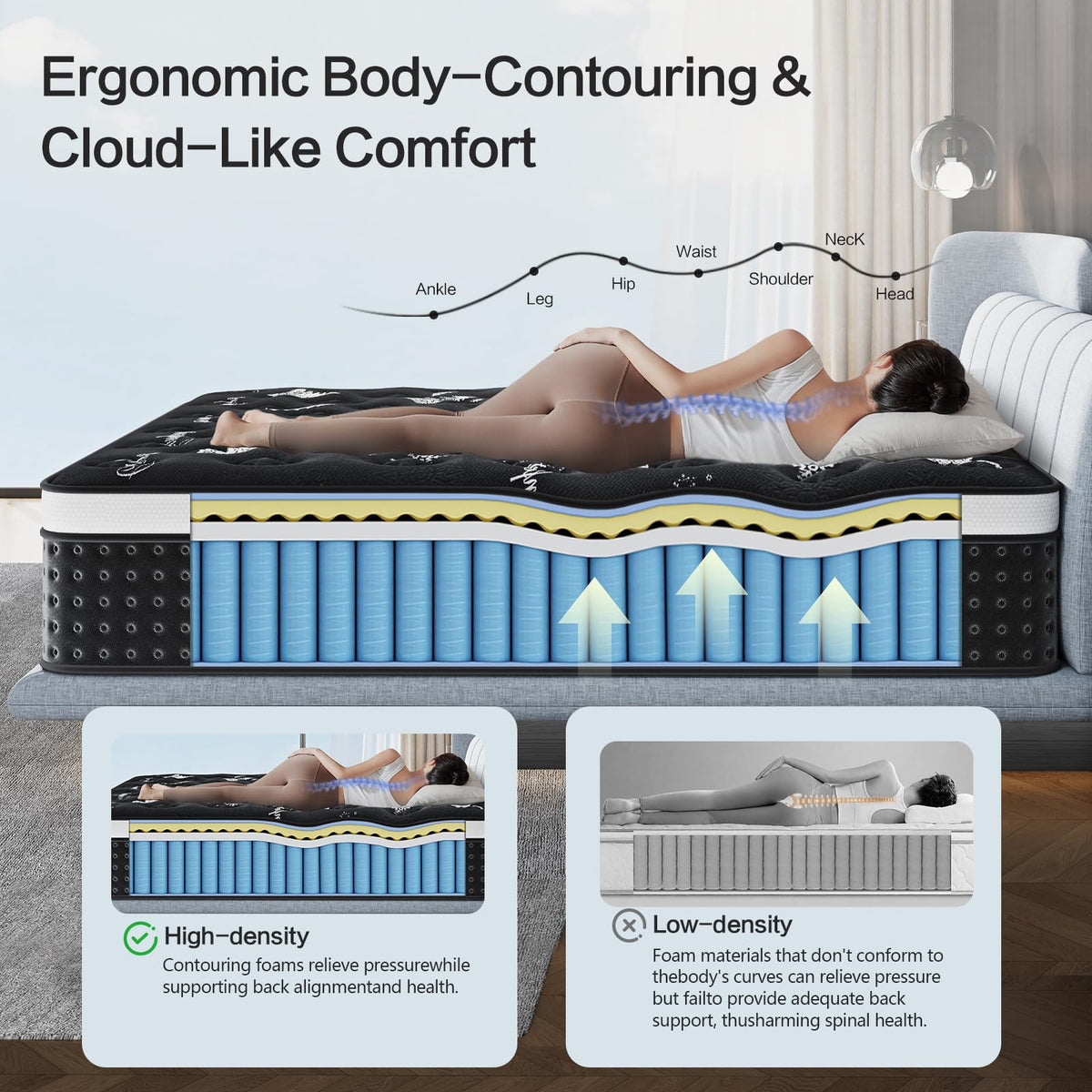 12 Inch Full Hybrid Mattress with Pocket Springs & Cooling Memory Foam S211