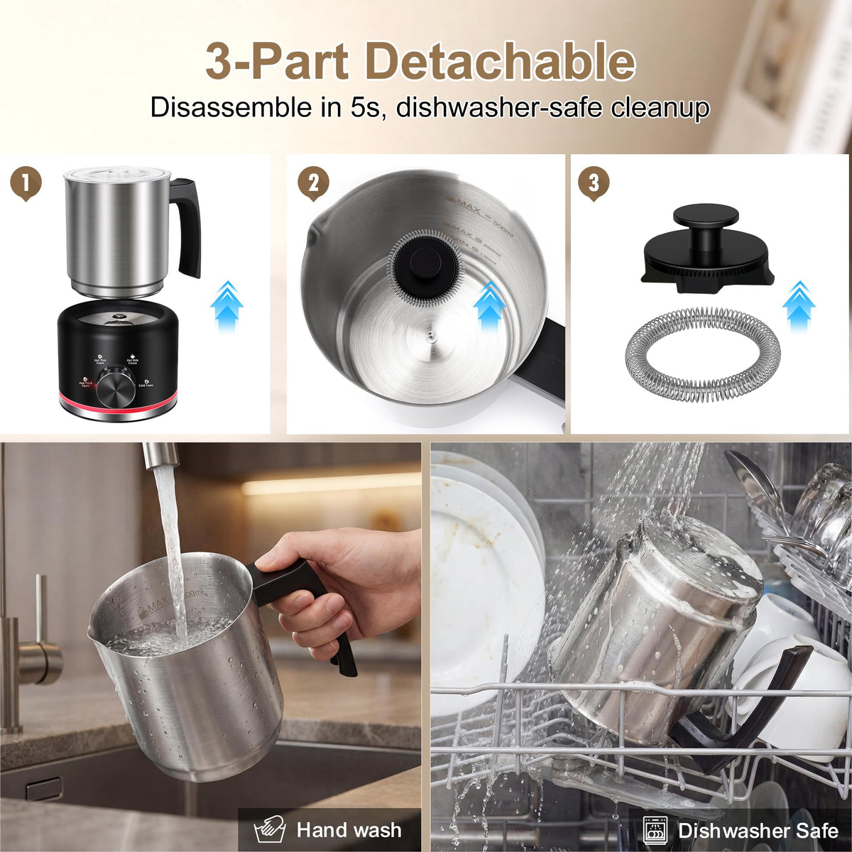 Black Electric Milk Frother and Steamer F41727