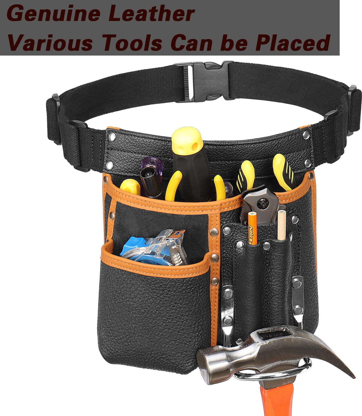 Genuine Leather Tool Belt with Multi Pockets C24774