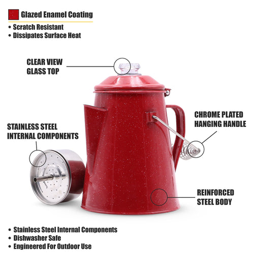 10 Cups Enamel Camping Percolator Coffee Pot T4764