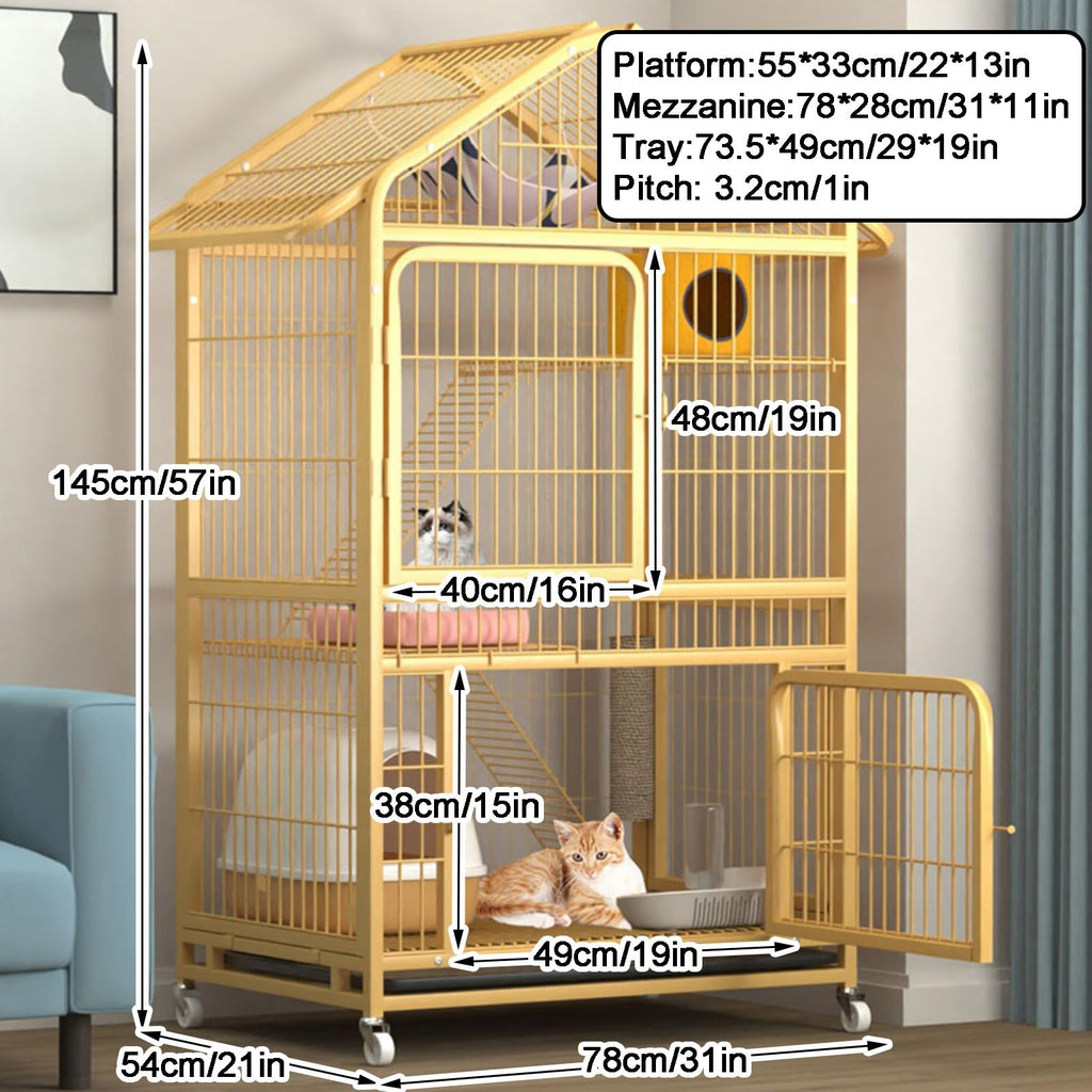 4-Tier Indoor Cat Enclosure with Ramp and Multiple Doors L343