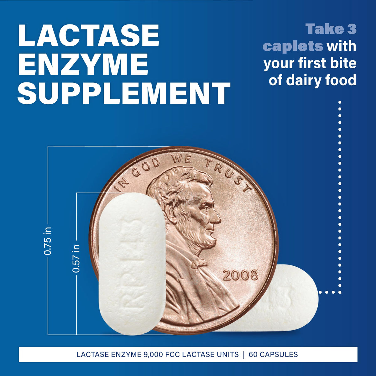 Lactase Enzyme Supplement 60 Caplets 2 Pack U26230