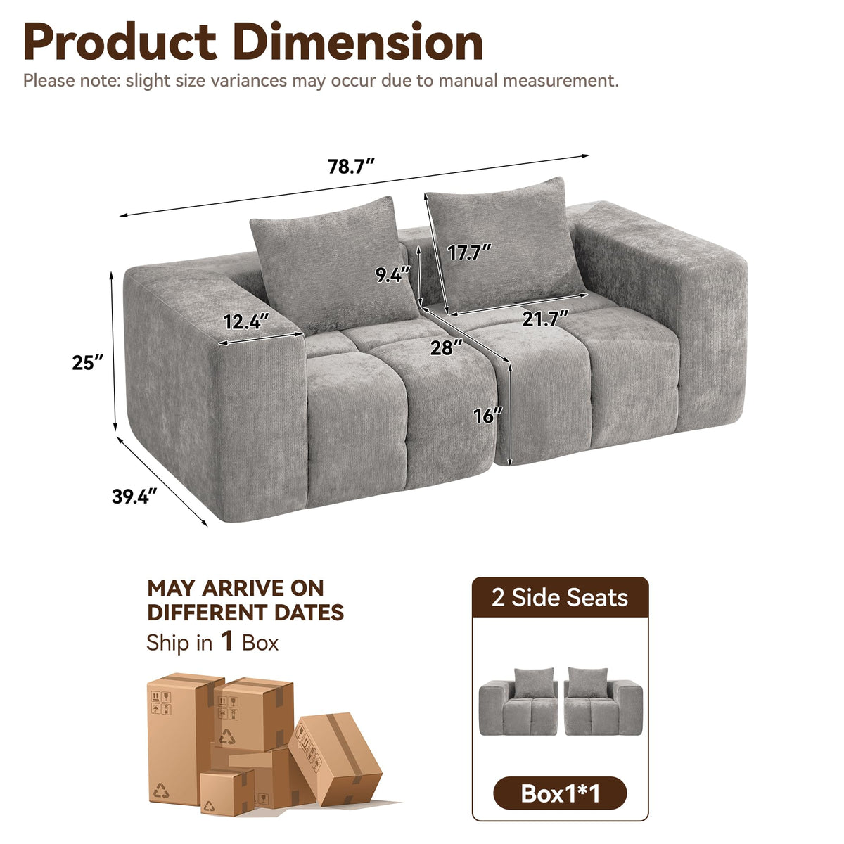 Light Grey Oversized Tufted Memory Foam Loveseat Q3289