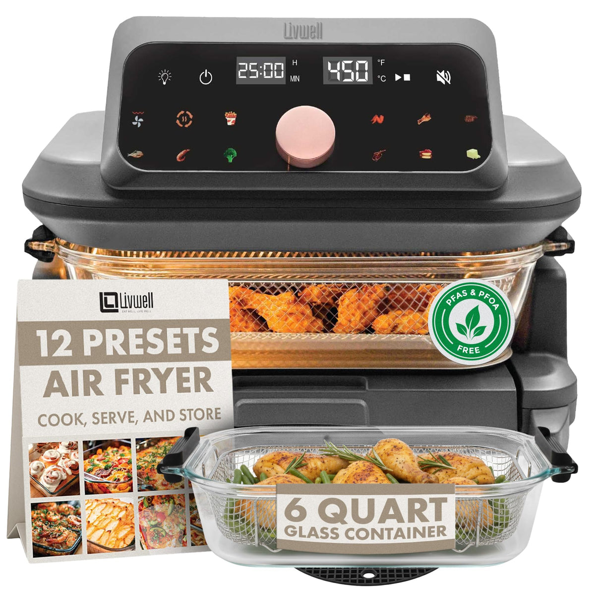 6-Quart Glass Air Fryer with Touch Screen & Drawer A931055
