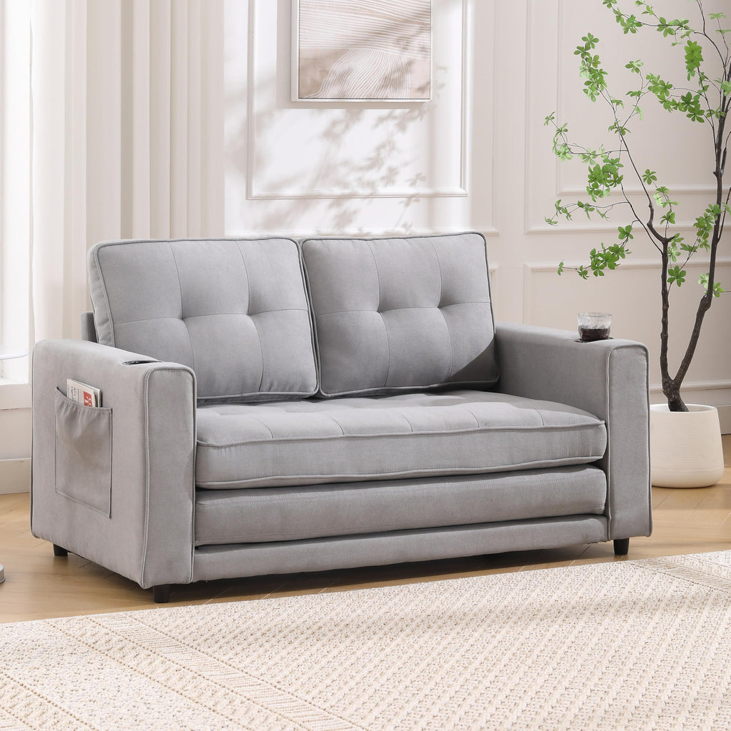 Light Gray Convertible Futon Sofa Bed S14266