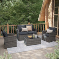 4 Piece Dark Gray Wicker Patio Furniture Set U9073