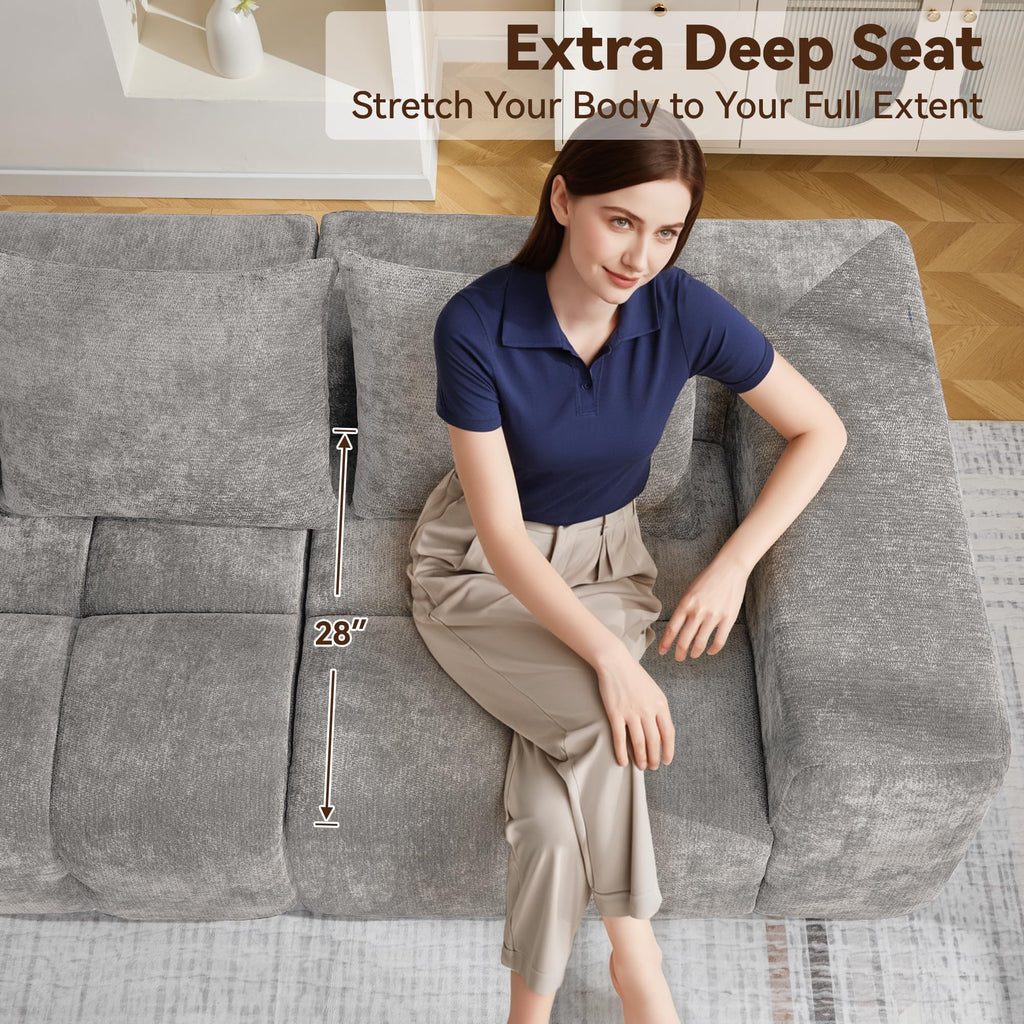 Light Grey Oversized Tufted Memory Foam Loveseat Q3289