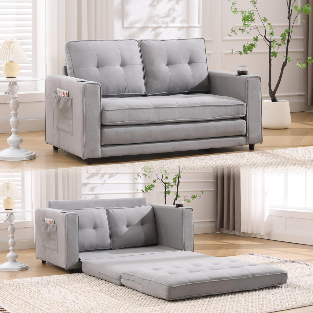 Light Gray Convertible Futon Sofa Bed S14266