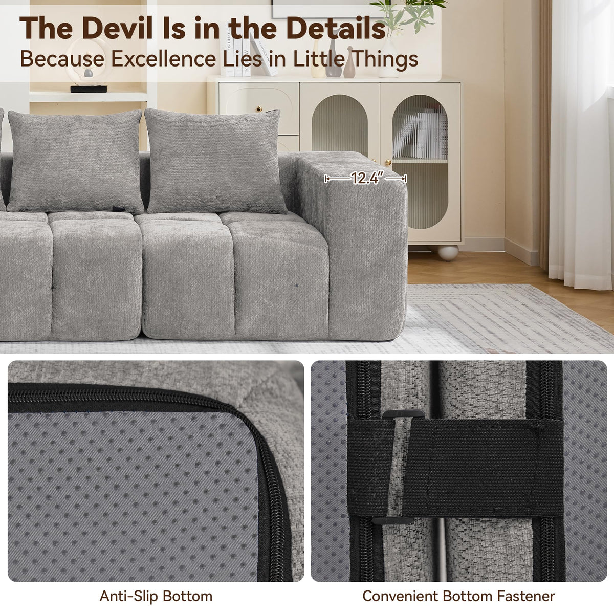 Light Grey Oversized Tufted Memory Foam Loveseat Q3289