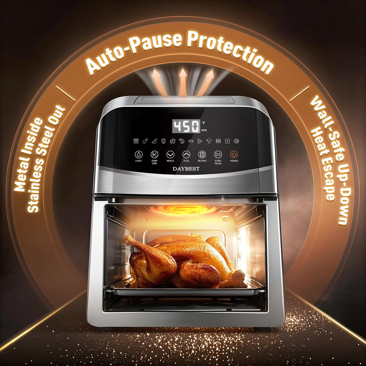 Stainless Steel Ceramic Coated 6QT Air Fryer I201