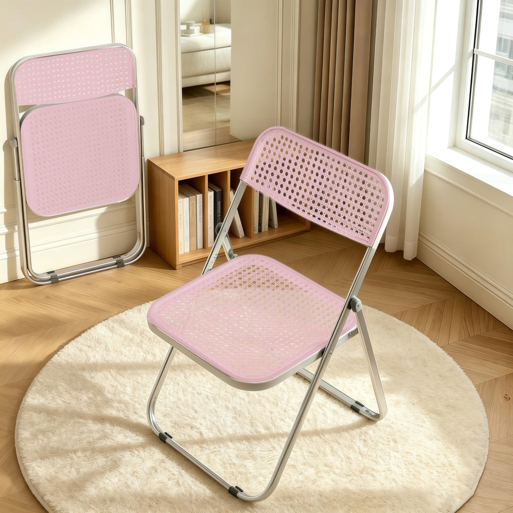 Folding Chairs 300lb Capacity Steel Frame 2-Pack Pink X88325