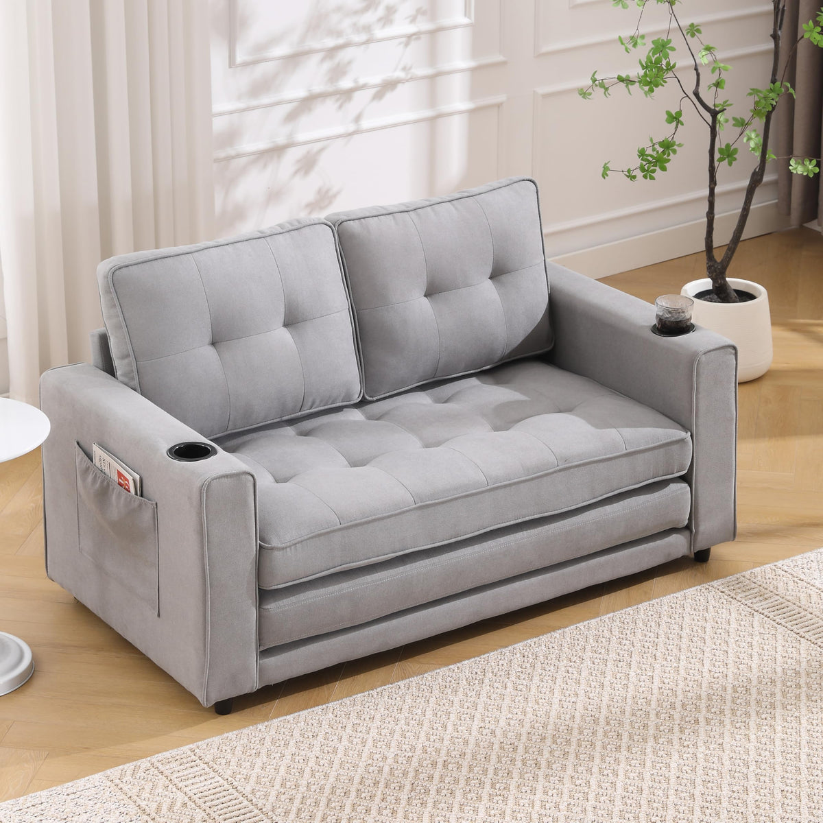 Light Gray Convertible Futon Sofa Bed S14266