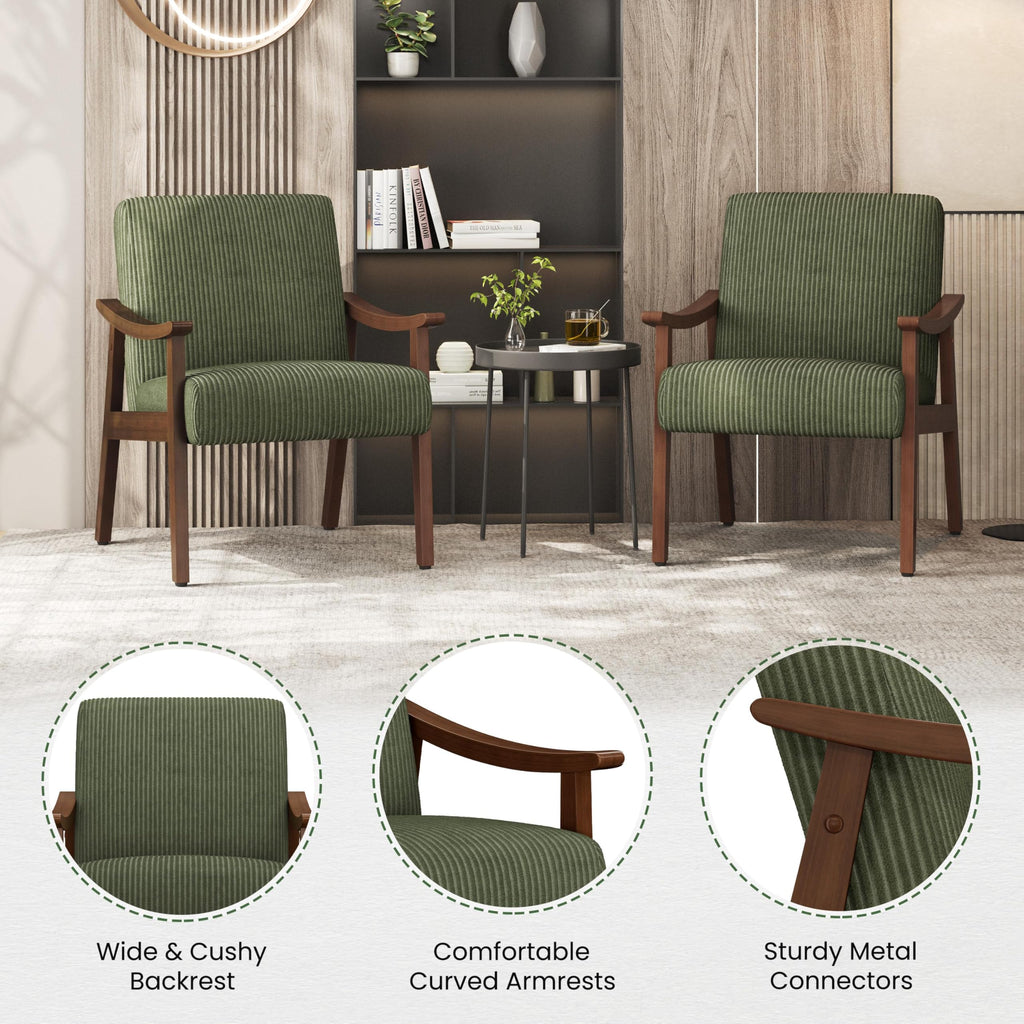 Dark Green Corduroy Accent Chairs Set of 2 T795283