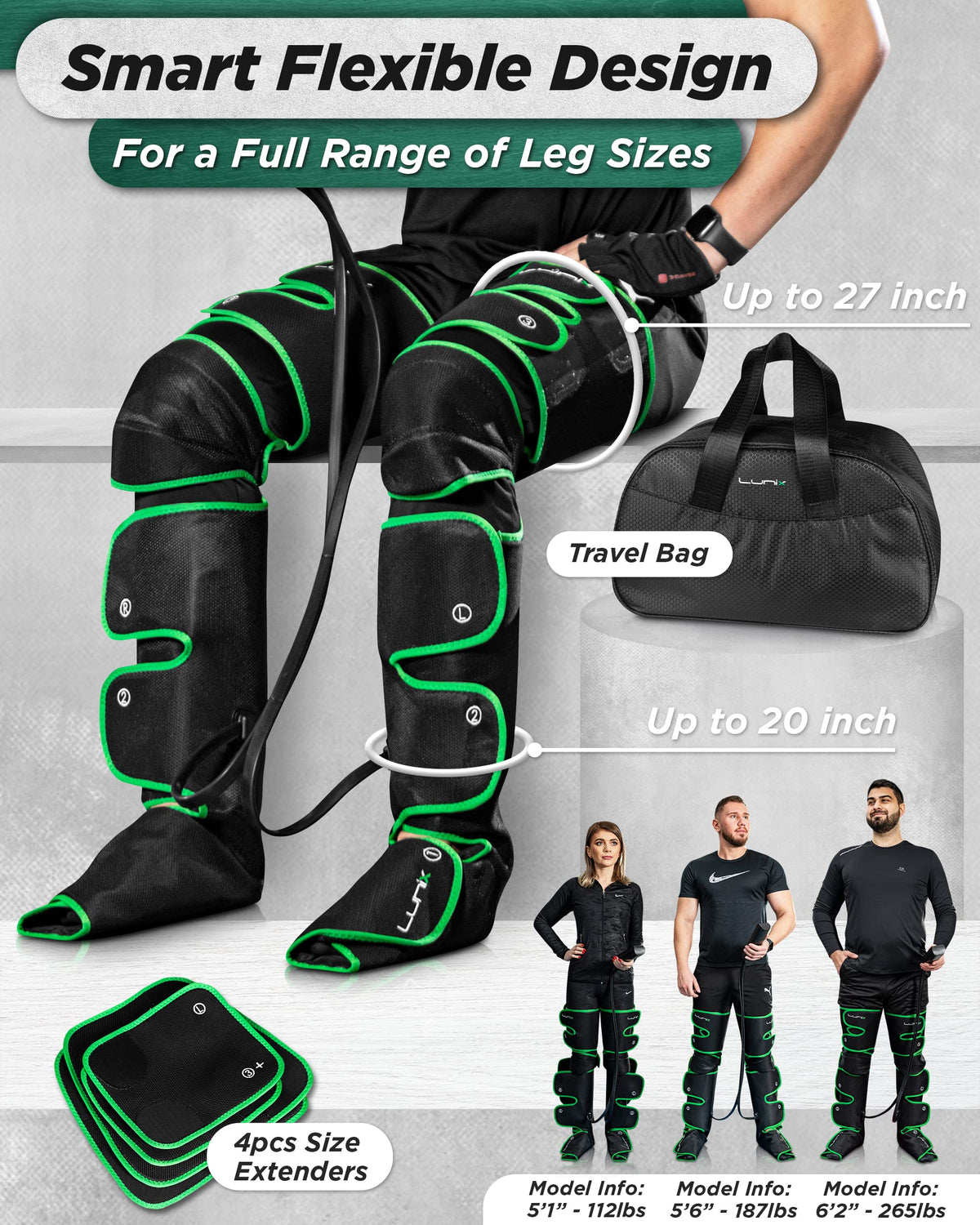 Cordless Compression Leg Massager with Heat & Cold Therapy C7187