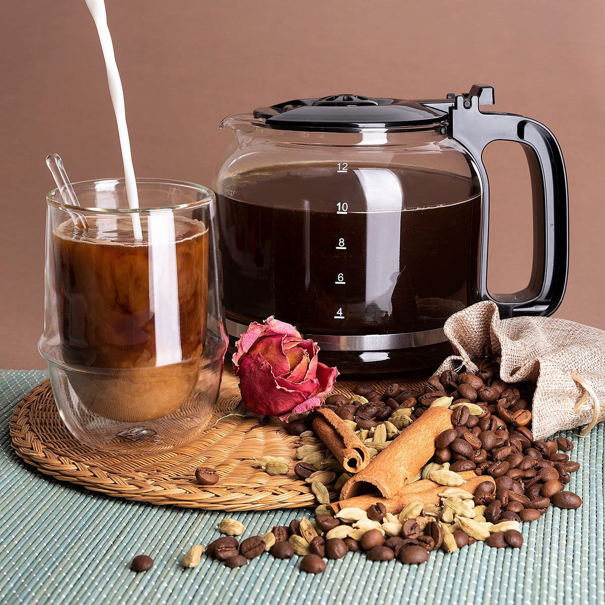 12 Cup Drip Coffee Maker with Reusable Filter, Black J93798
