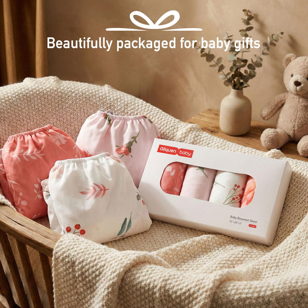 Baby Bedside Sleeper Bassinet Sheets 33x20 Inch 4 Pack W4049