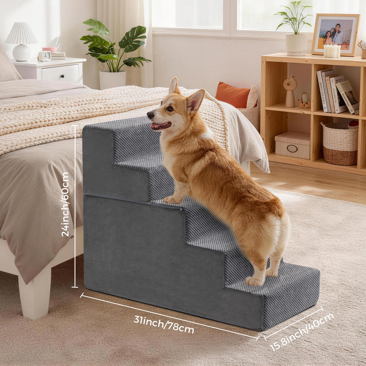 Detachable Non-Slip Grey Dog Stairs Z481