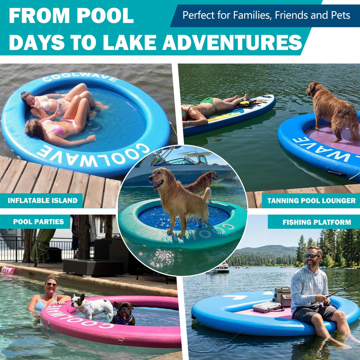 Inflatable Water Hammock Floating Dock with Cup Holders F460