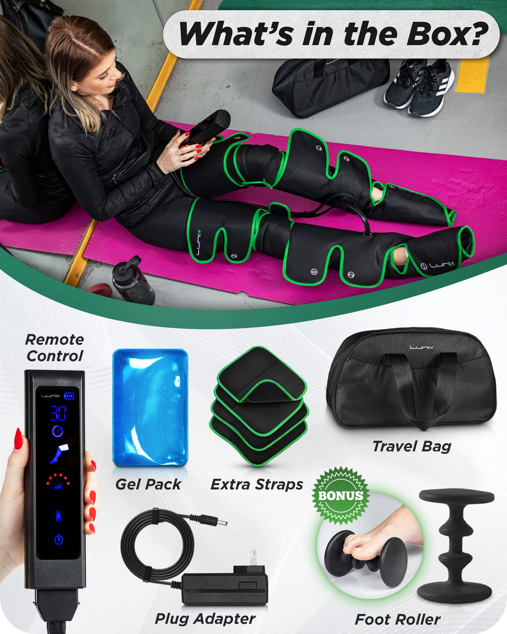 Cordless Compression Leg Massager with Heat & Cold Therapy C7187