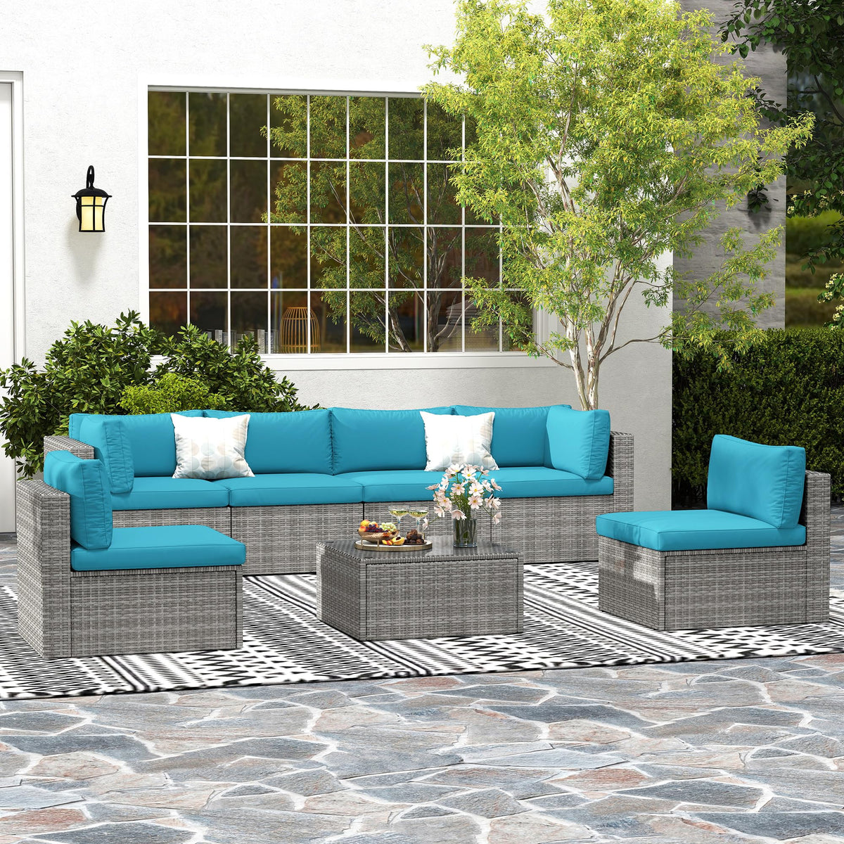 7-Piece Wicker Patio Conversation Set with Coffee Table U5619